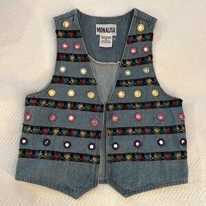 Mona Lisa Vintage Boho multi color denim vest